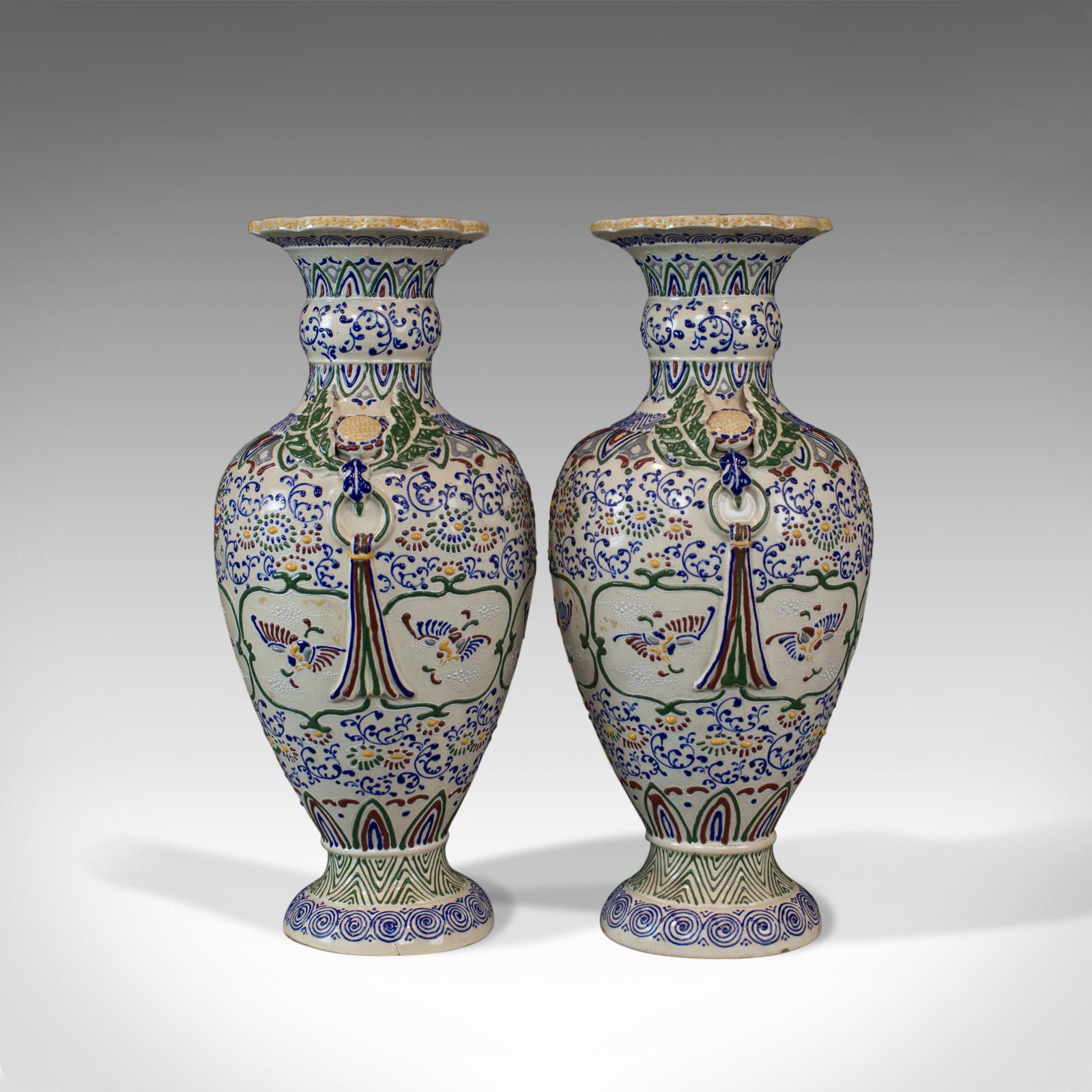 Pair of Large Vintage Baluster Vases, Decorative Ceramic Urns, 20th Century 1