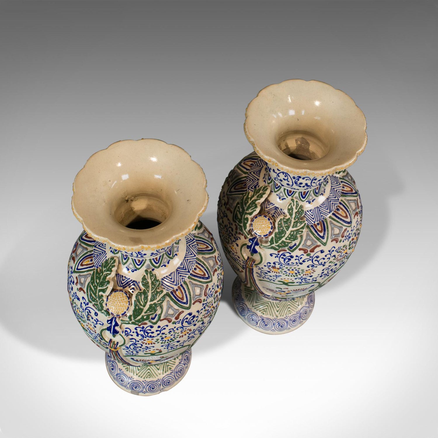 Pair Of Large Vintage Baluster Vases Decorative Ceramic Urns