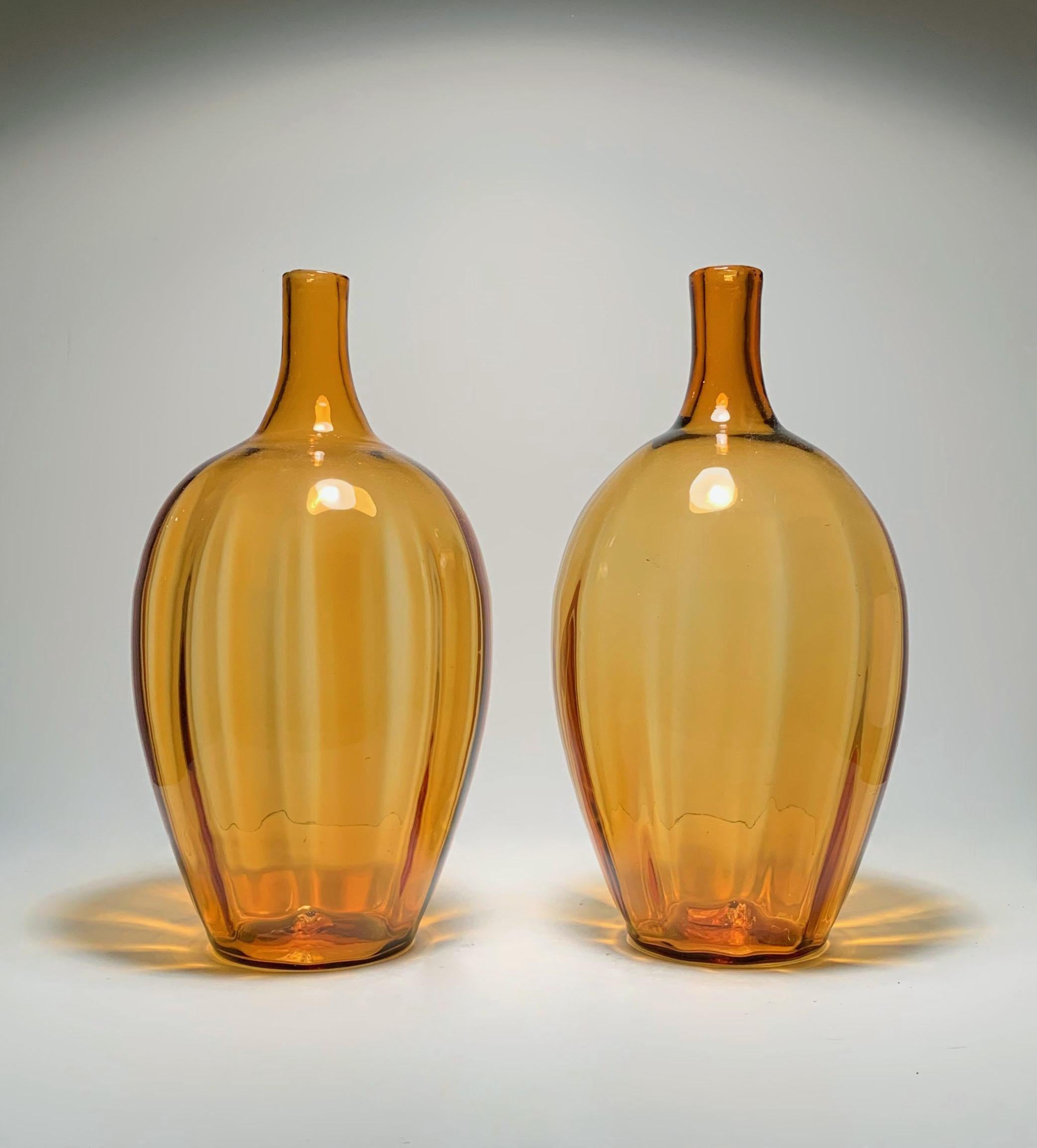 Pair of Large Vintage Blenko Glass Lamp Bases by Joel Philip Myers. 

Lamps need hardware and wiring specified and assembled.