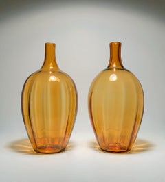 Paar große gelbe Blenko-Glas-Lampensockel im Vintage-Stil von Joel Philip Myers