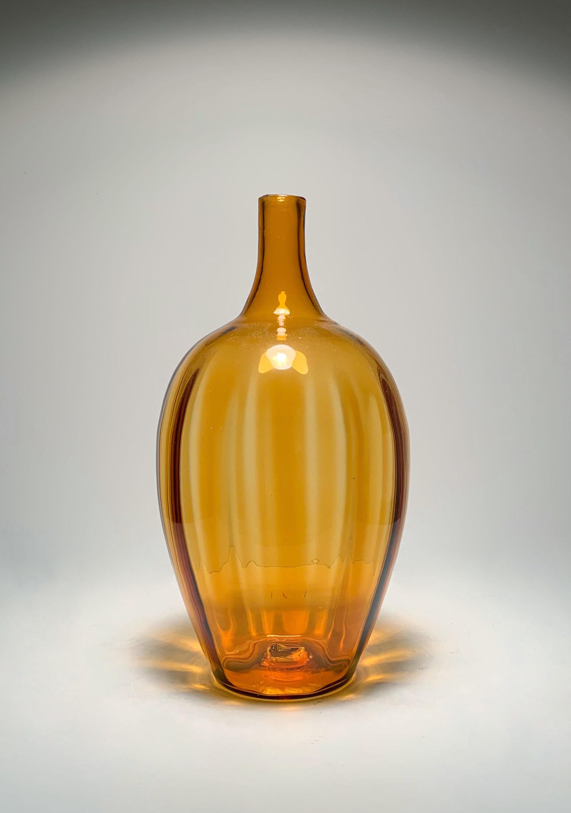 Pareja de grandes portalámparas vintage de cristal amarillo Blenko de Joel Philip Myers Moderno de mediados de siglo en venta
