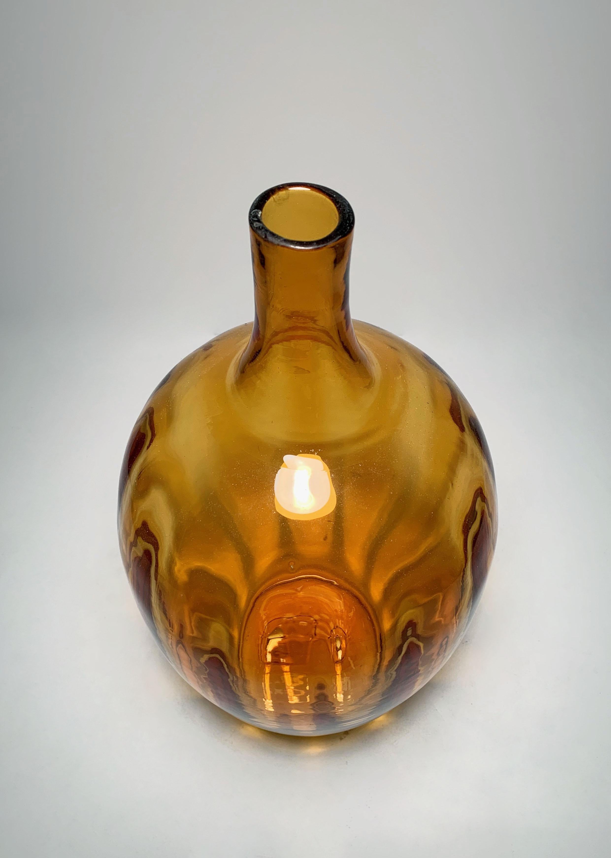 Mid-Century Modern Pair of Large Vintage Blenko Glass Lamp Bases by Joel Philip Myers For Sale