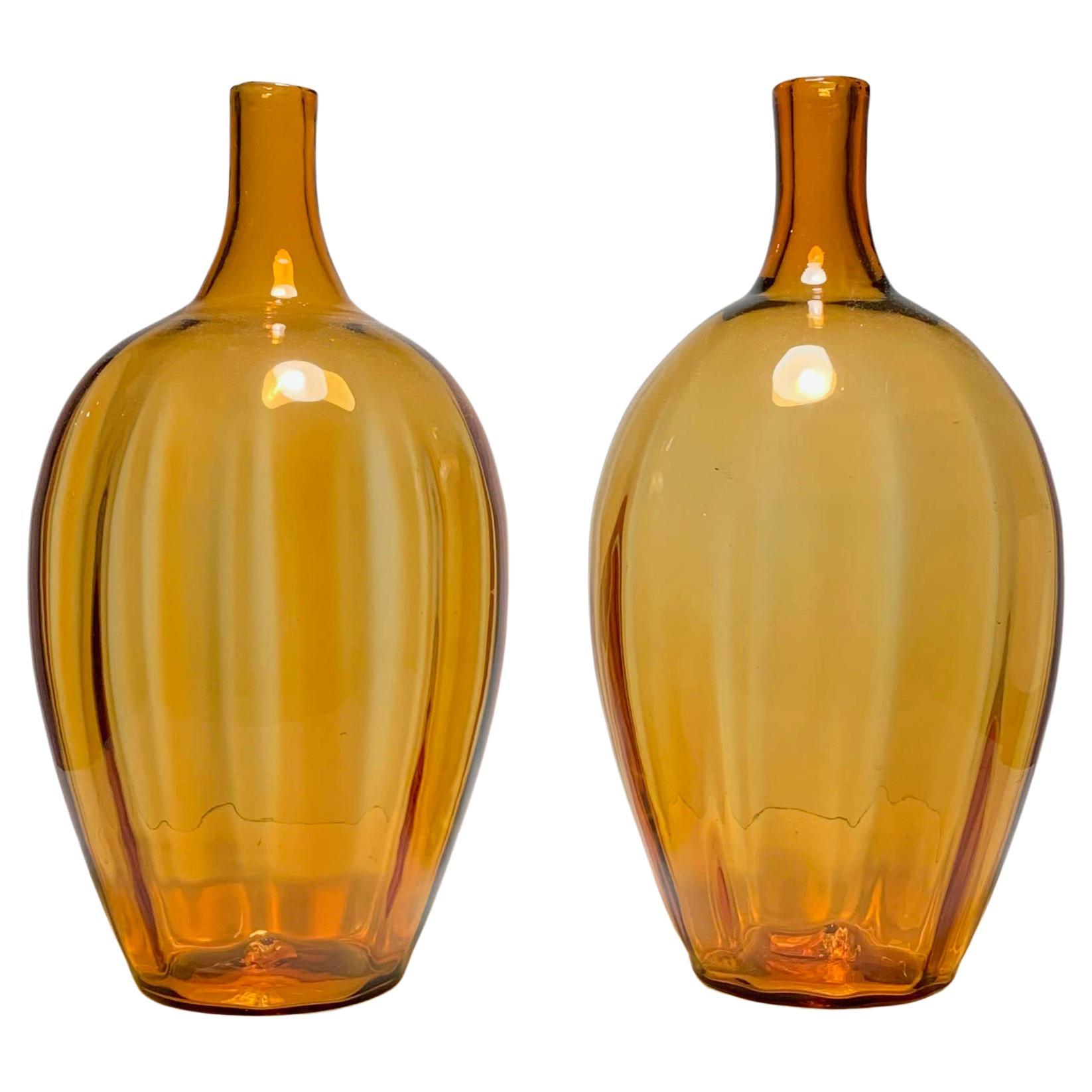 Paire de grandes socles de lampe vintage en verre Blenko par Joel Philip Myers en vente