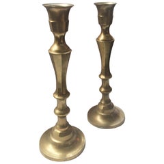Pair of Large Vintage Brass Candlesticks