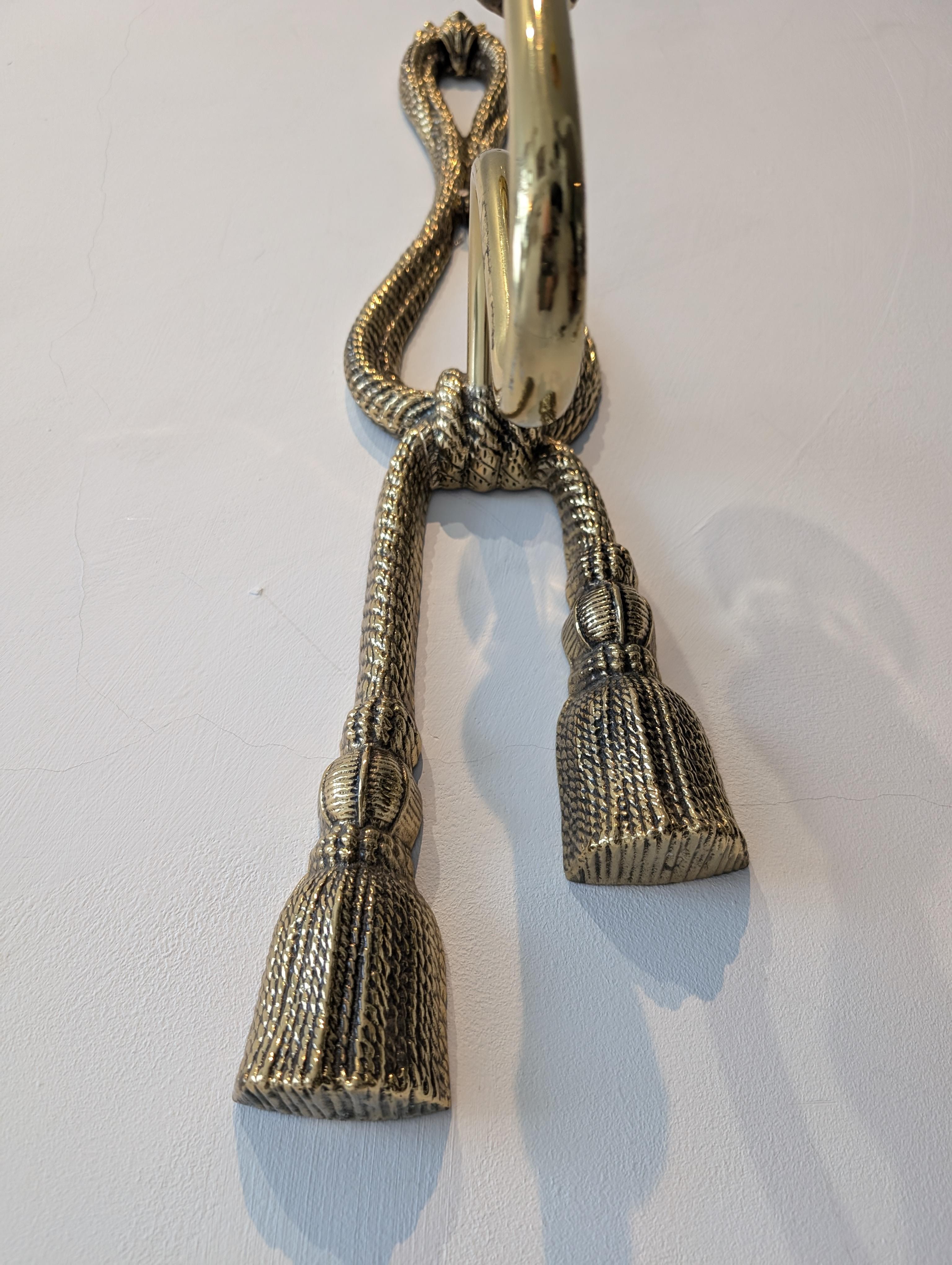 Paar große Vintage-Wandleuchten aus Messing mit Seil und Quasten von Valenti 1960er Jahre im Angebot 6