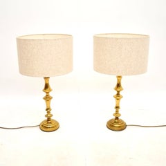 Pair of Large Vintage Brass Table Lamps