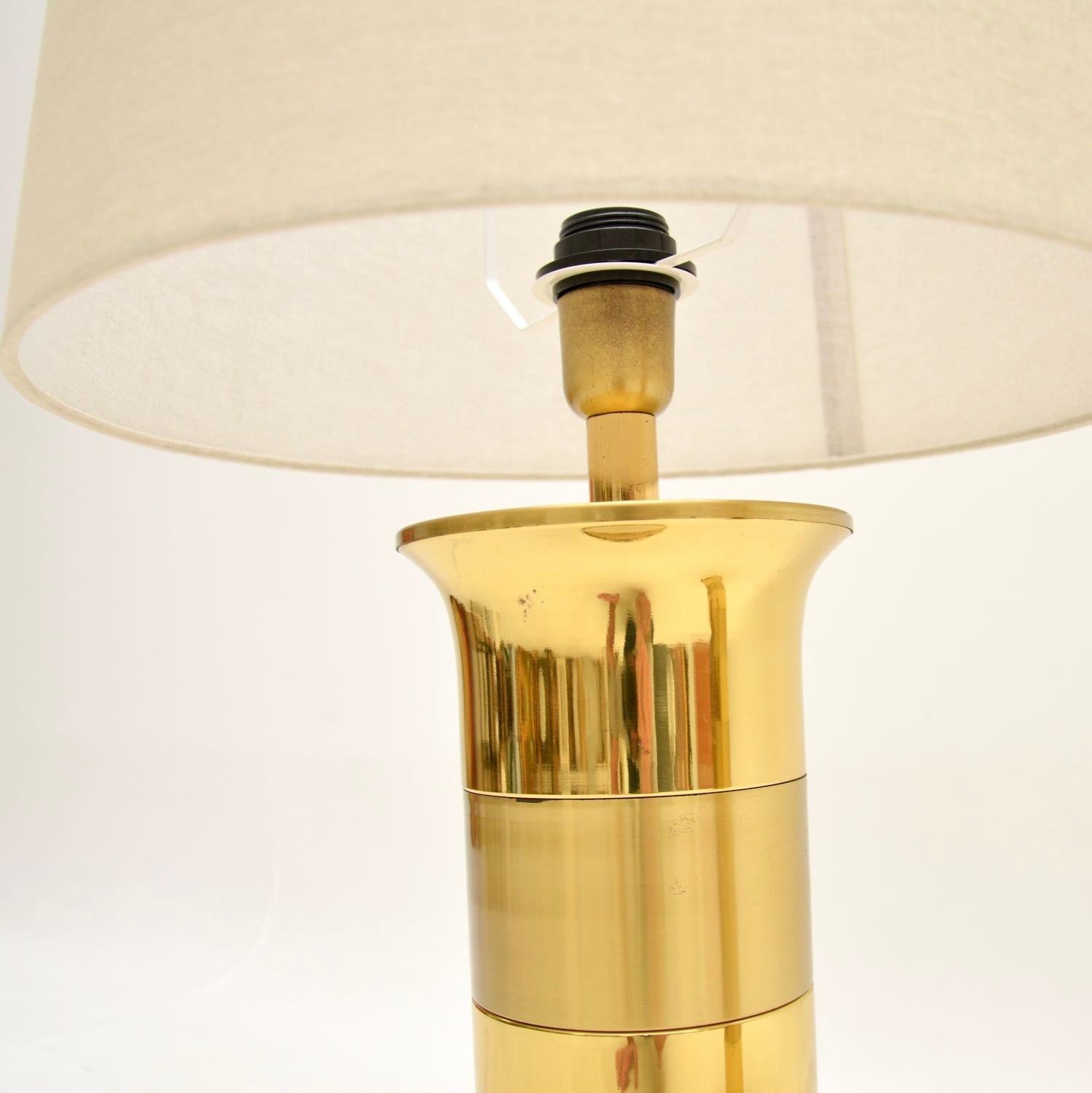 French Pair of Large Vintage Brass Table Lamps For Sale