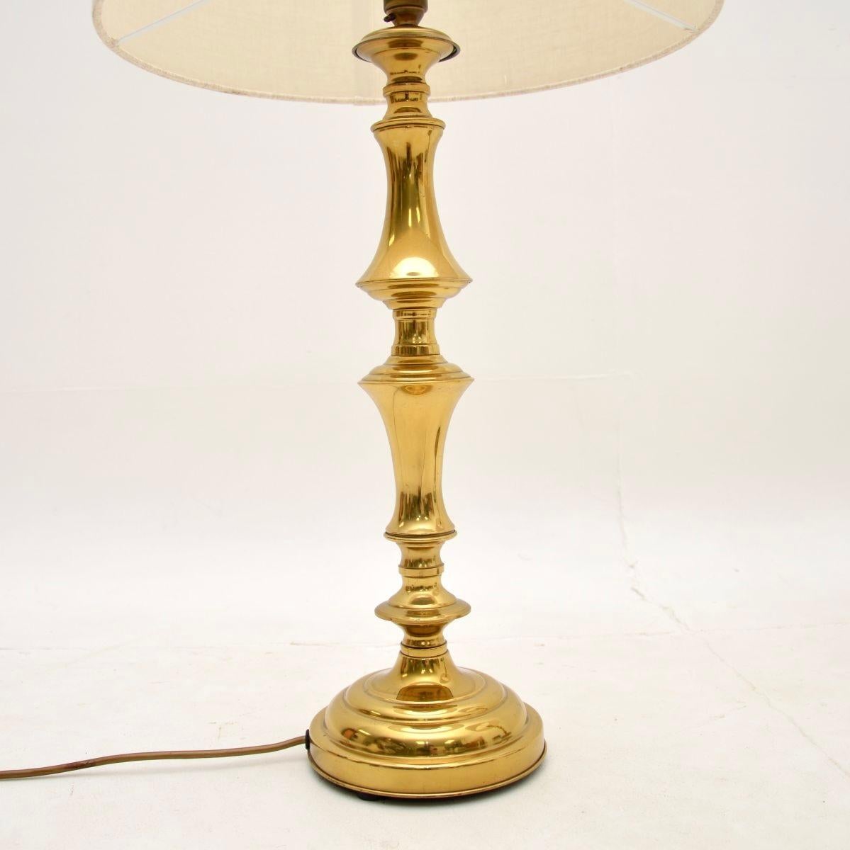 British Pair of Large Vintage Brass Table Lamps For Sale