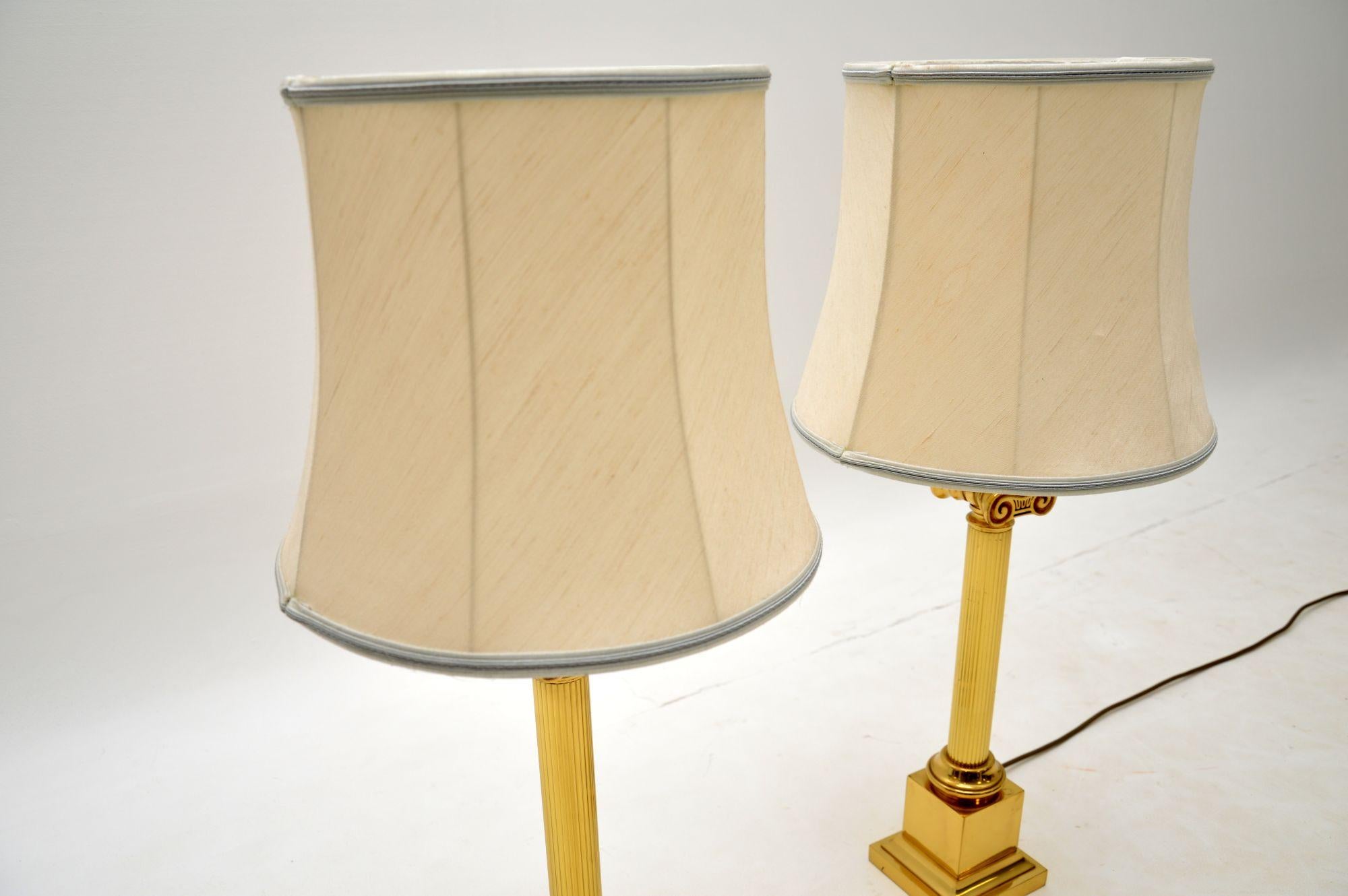 English Pair of Large Vintage Brass Table Lamps