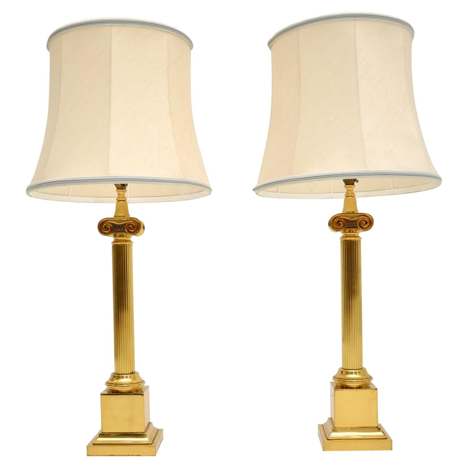 Pair of Large Vintage Brass Table Lamps