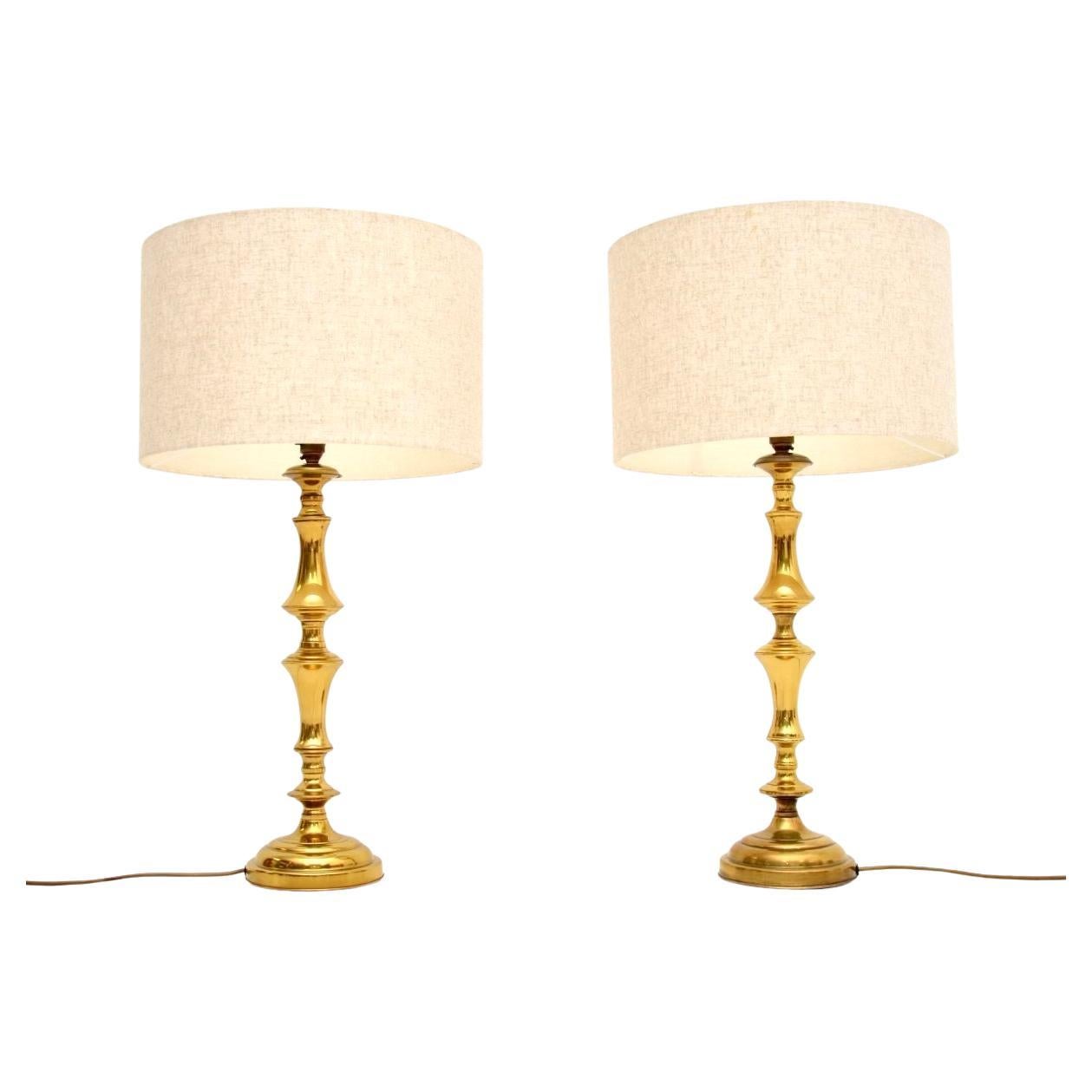 Pair of Large Vintage Brass Table Lamps