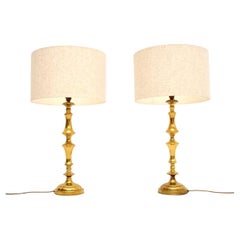 Pair of Large Vintage Brass Table Lamps