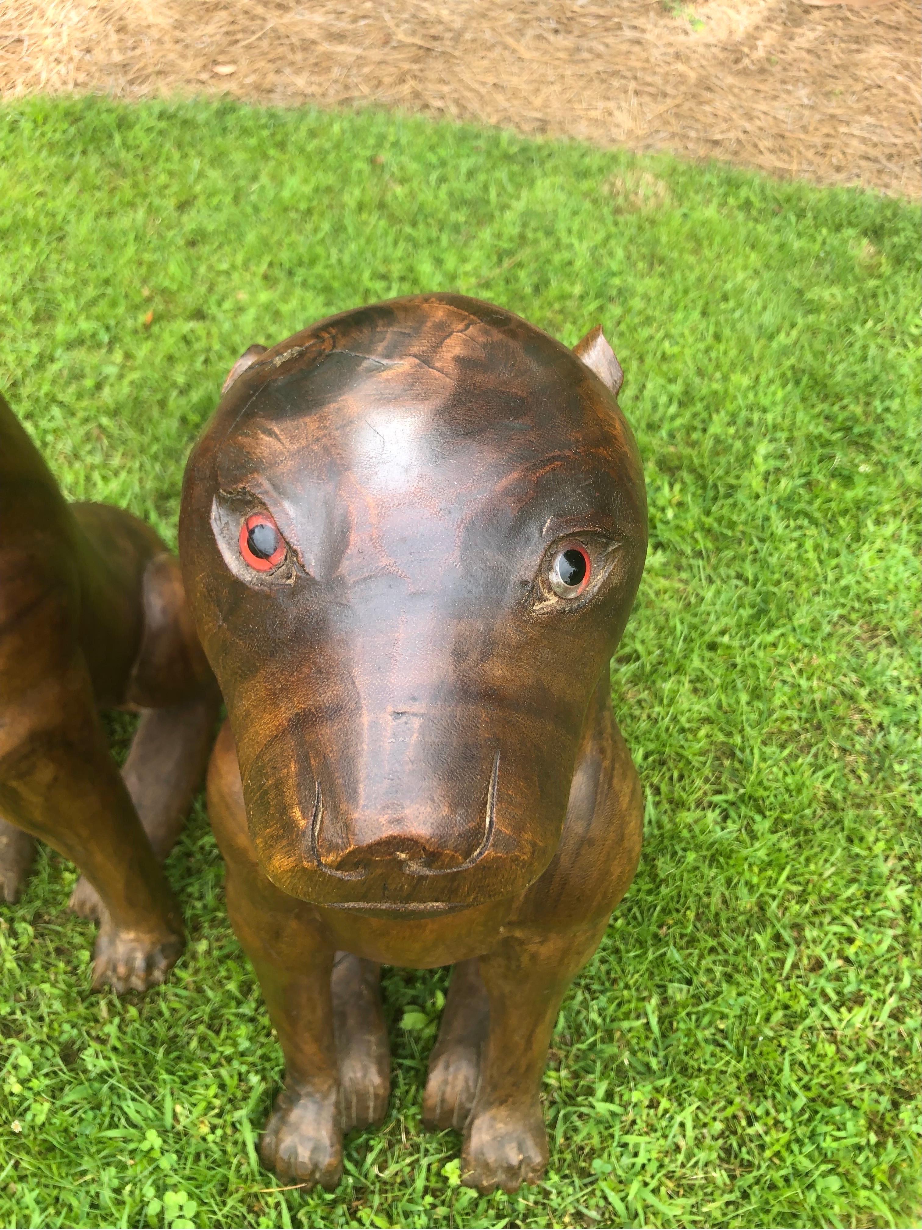 Pair of Large Vintage Carved Wooden Panthers For Sale 3