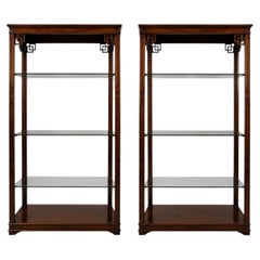 Pair of Large Vintage Chinese Chippendale Style Mahogany Display Shelves