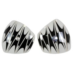 Pair of Large Vintage Czechoslovakian Glass Pendant Lights, 1970s