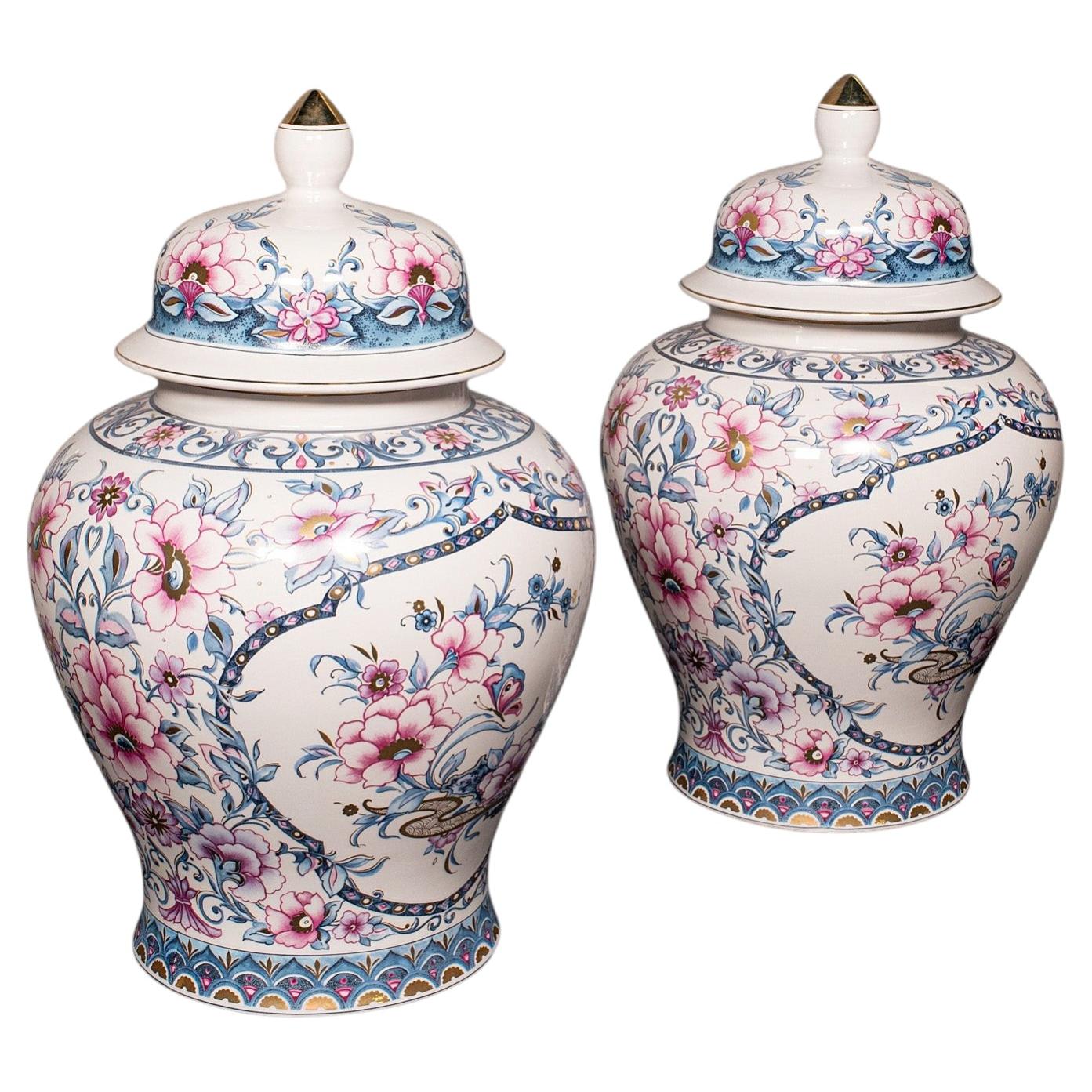 Pair of Large Vintage Display Vases, Italian, Ceramic, Baluster Urn, Circa 1980