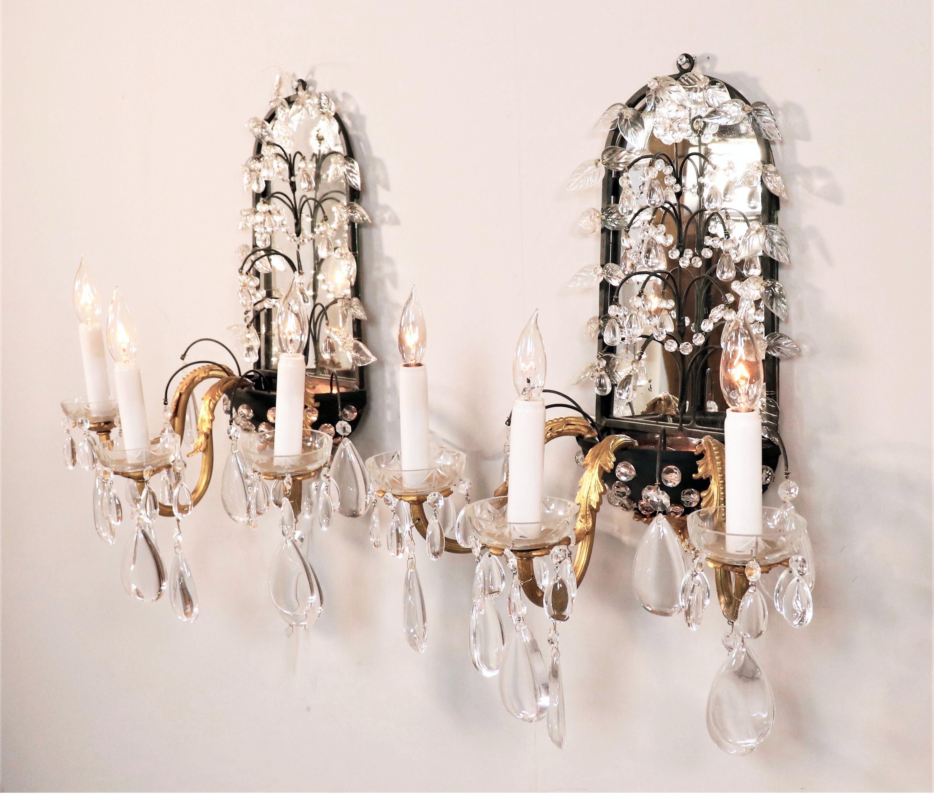 Gilt Pair of Large Vintage French Louis XV Style Sconces attributed to Maison Baguès For Sale