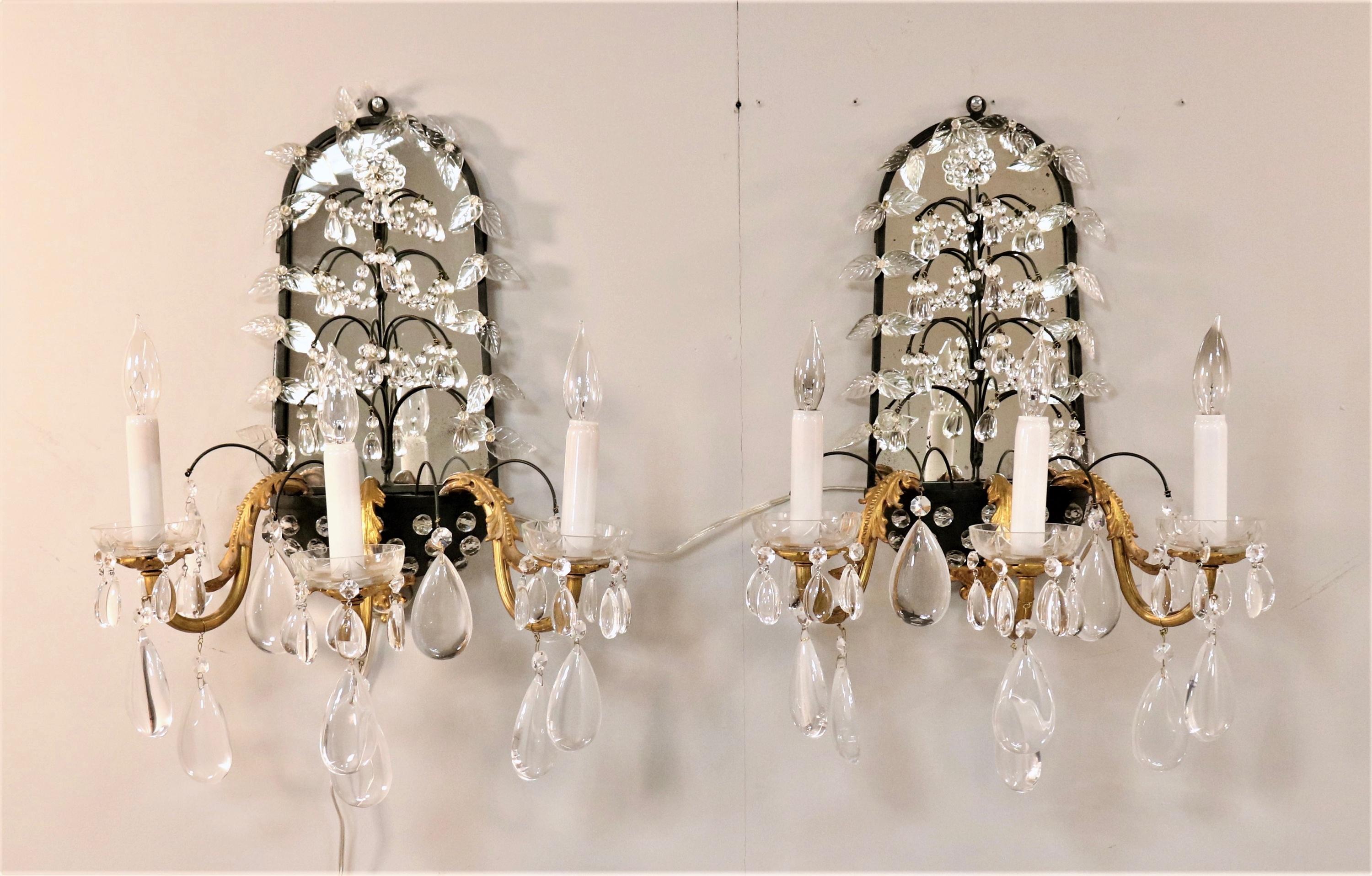 Pair of Large Vintage French Louis XV Style Sconces attributed to Maison Baguès In Good Condition For Sale In Chicago, IL