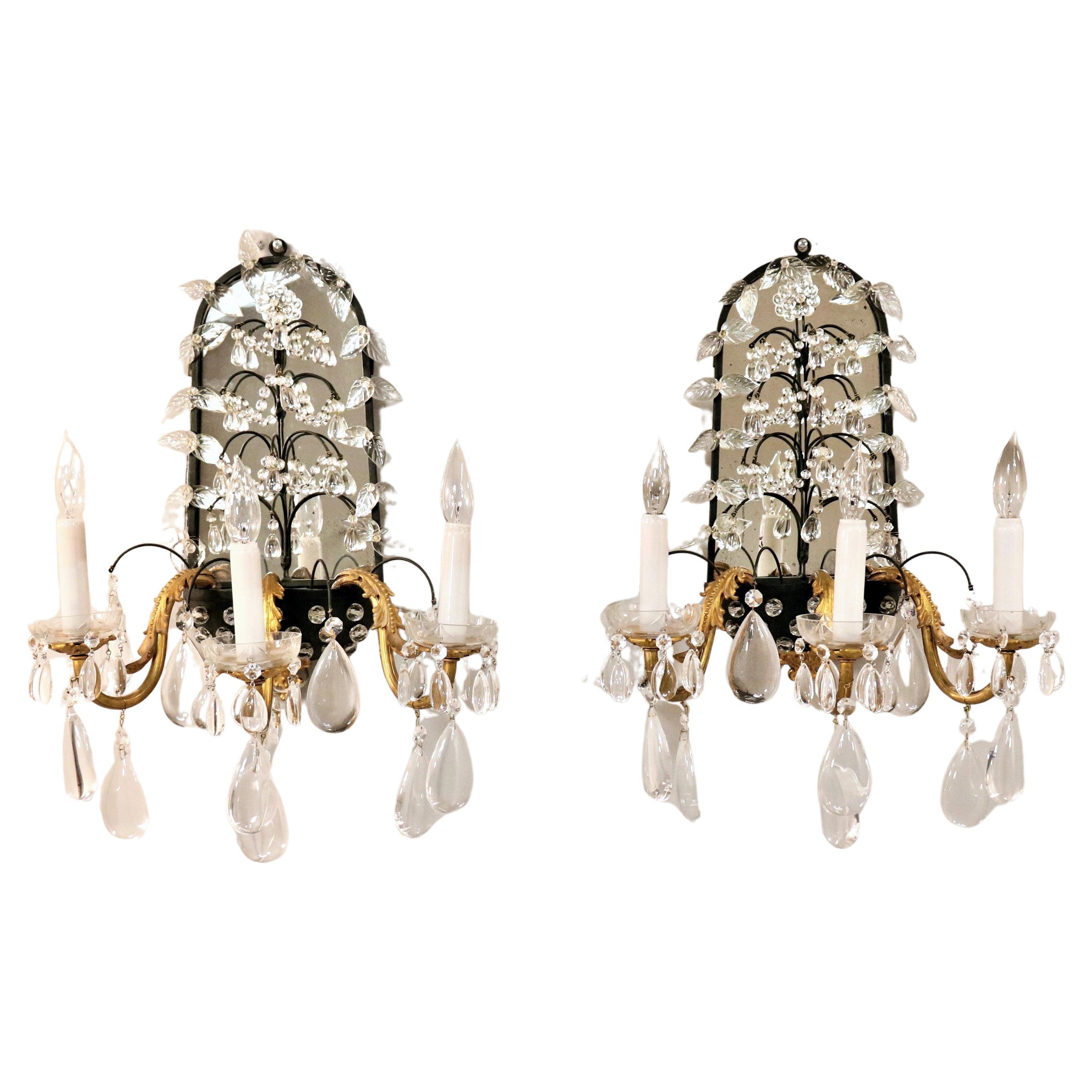 Pair of Large Vintage French Louis XV Style Sconces attributed to Maison Baguès For Sale