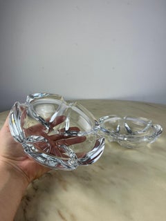 Pair of Large Vintage Glass Ashtrays, Italy, 1970s