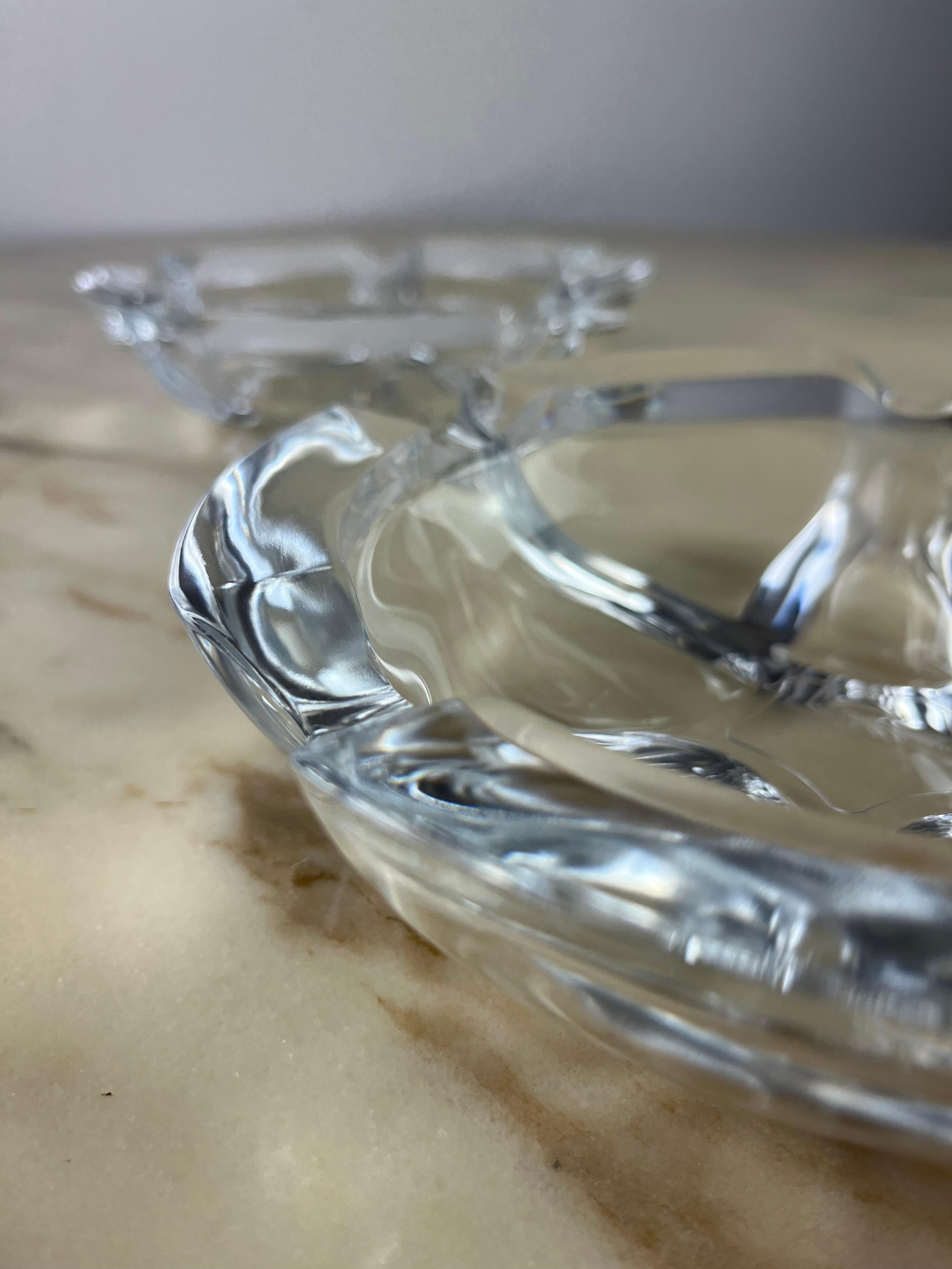 Pair of Large Vintage Glass Ashtrays, Italy, 1970s In Good Condition For Sale In Palermo, IT