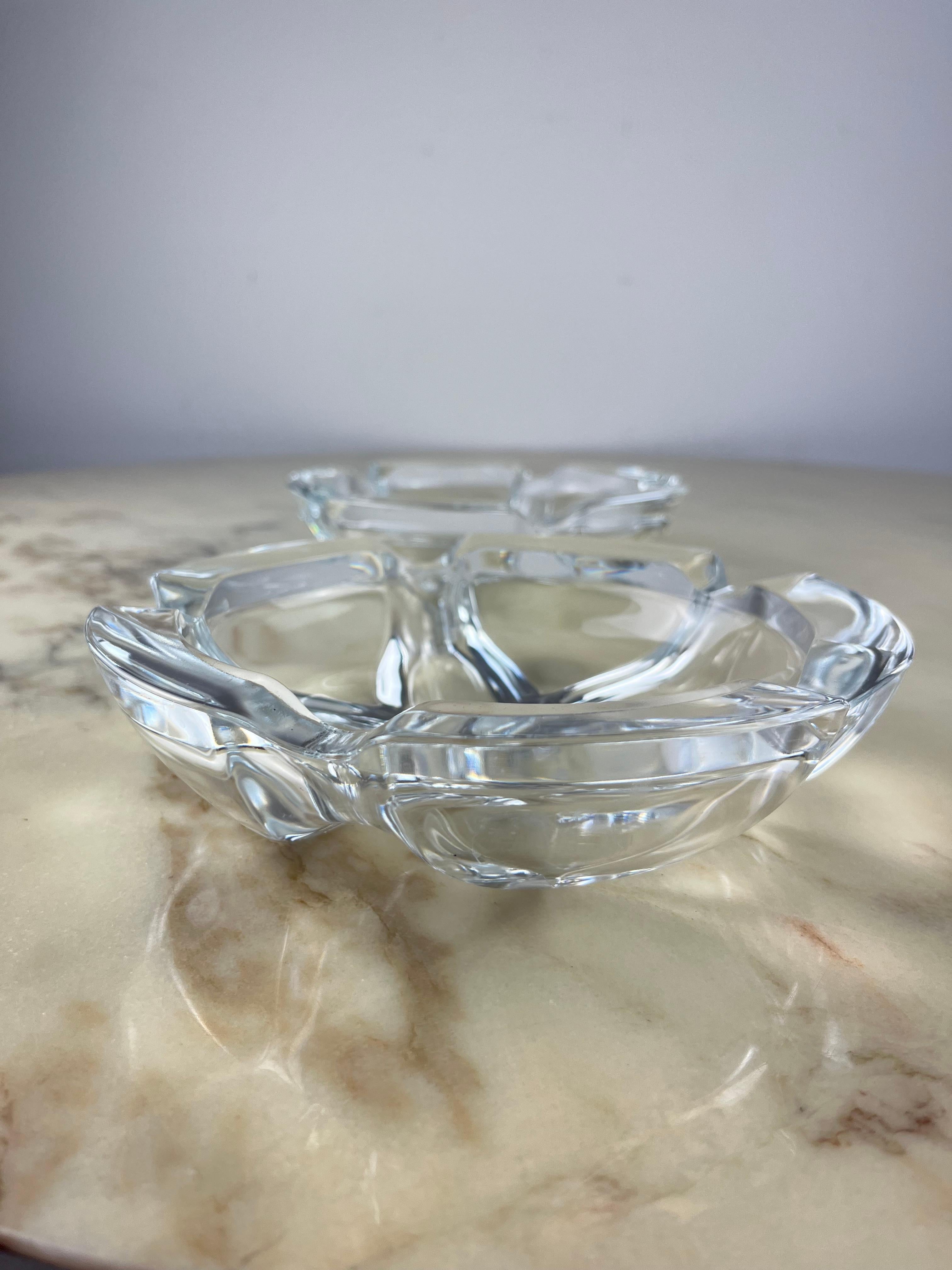 Late 20th Century Pair of Large Vintage Glass Ashtrays, Italy, 1970s For Sale