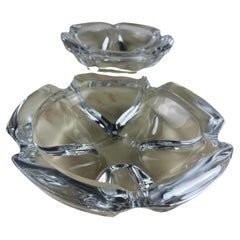 Pair of Large Vintage Glass Ashtrays, Italy, 1970s