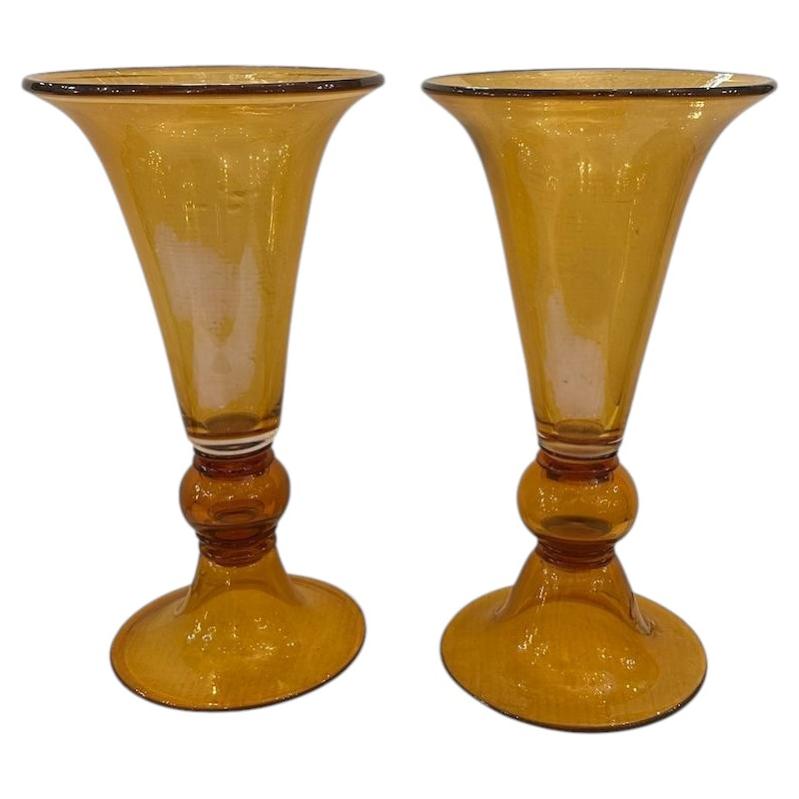 Pair of Large Vintage Glass Vases