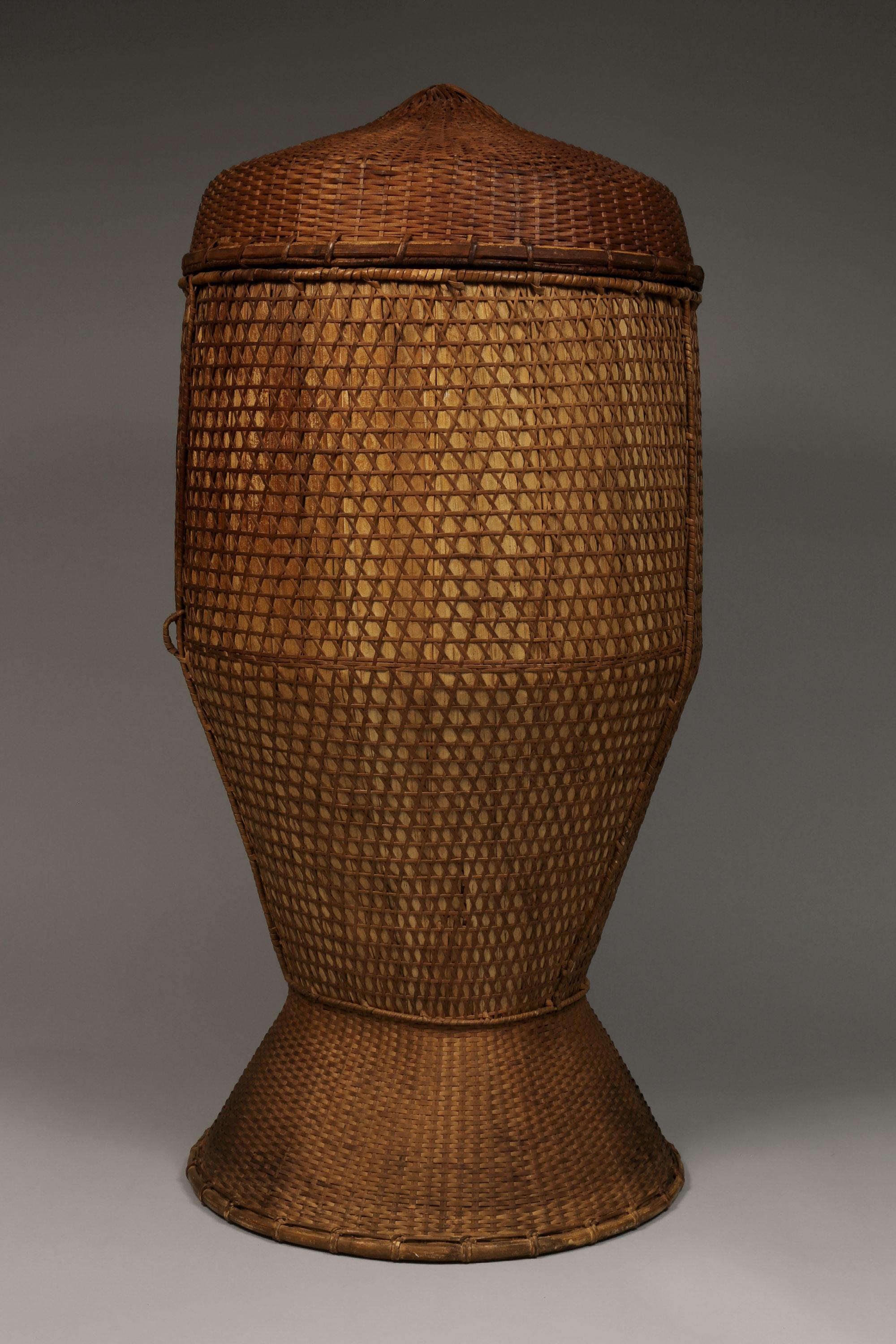 Bamboo Pair of Large Vintage Grain Storage Baskets, Thailand, Mid-20th Century