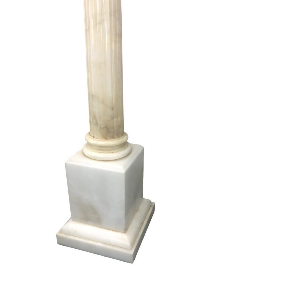 Pair of Large Vintage Italian Alabaster Column Lamps with Ionic Capitals In Good Condition For Sale In Chapel Hill, NC