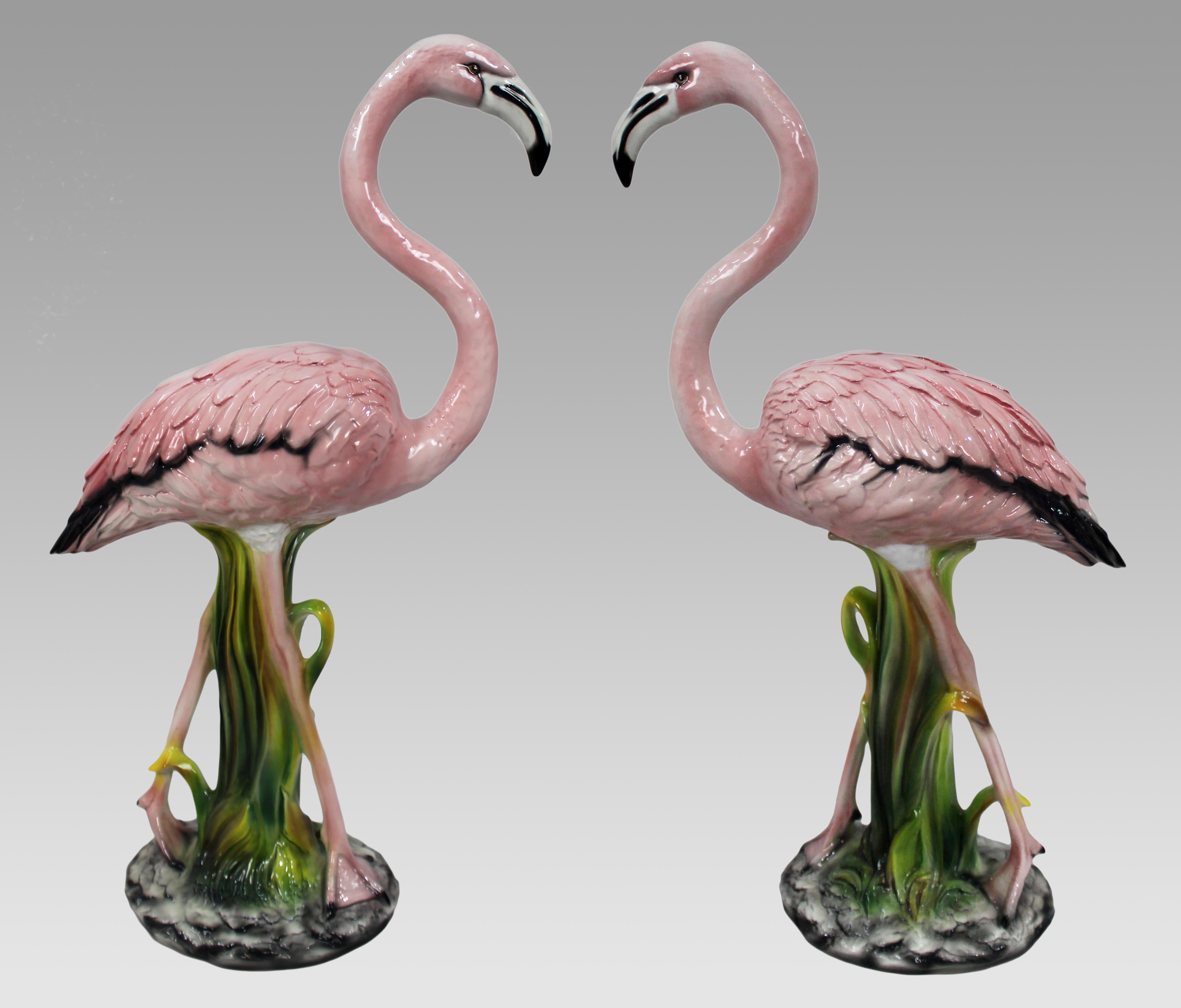 Details about   Flamingo a double flamingo vase old ceramic  5" tall c1986 