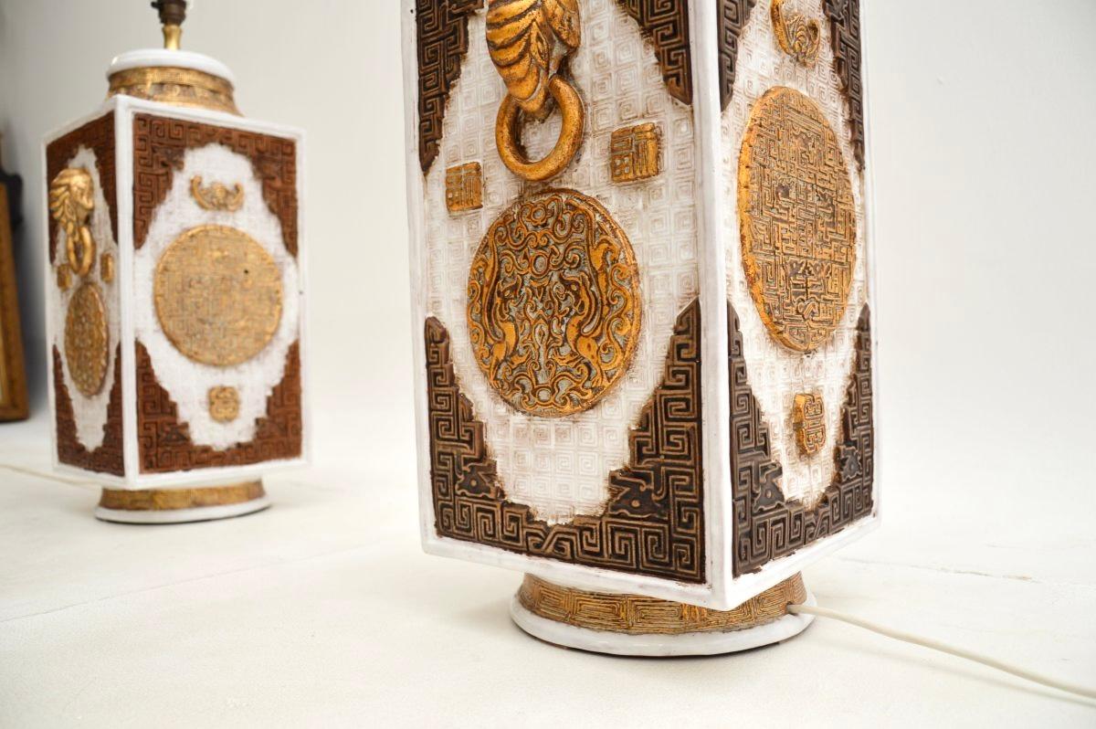 Pair of Large Vintage Italian Ceramic Table Lamps For Sale 5