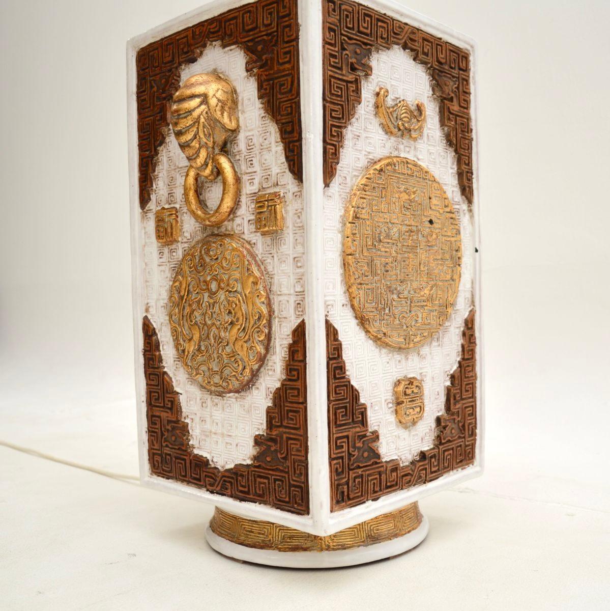 Pair of Large Vintage Italian Ceramic Table Lamps For Sale 2