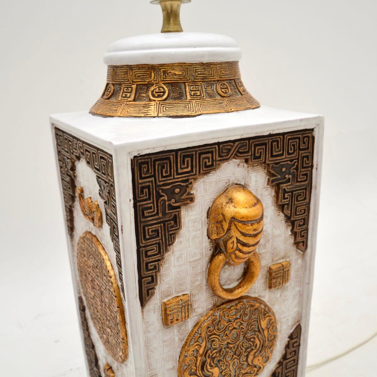 Pair of Large Vintage Italian Ceramic Table Lamps For Sale 4