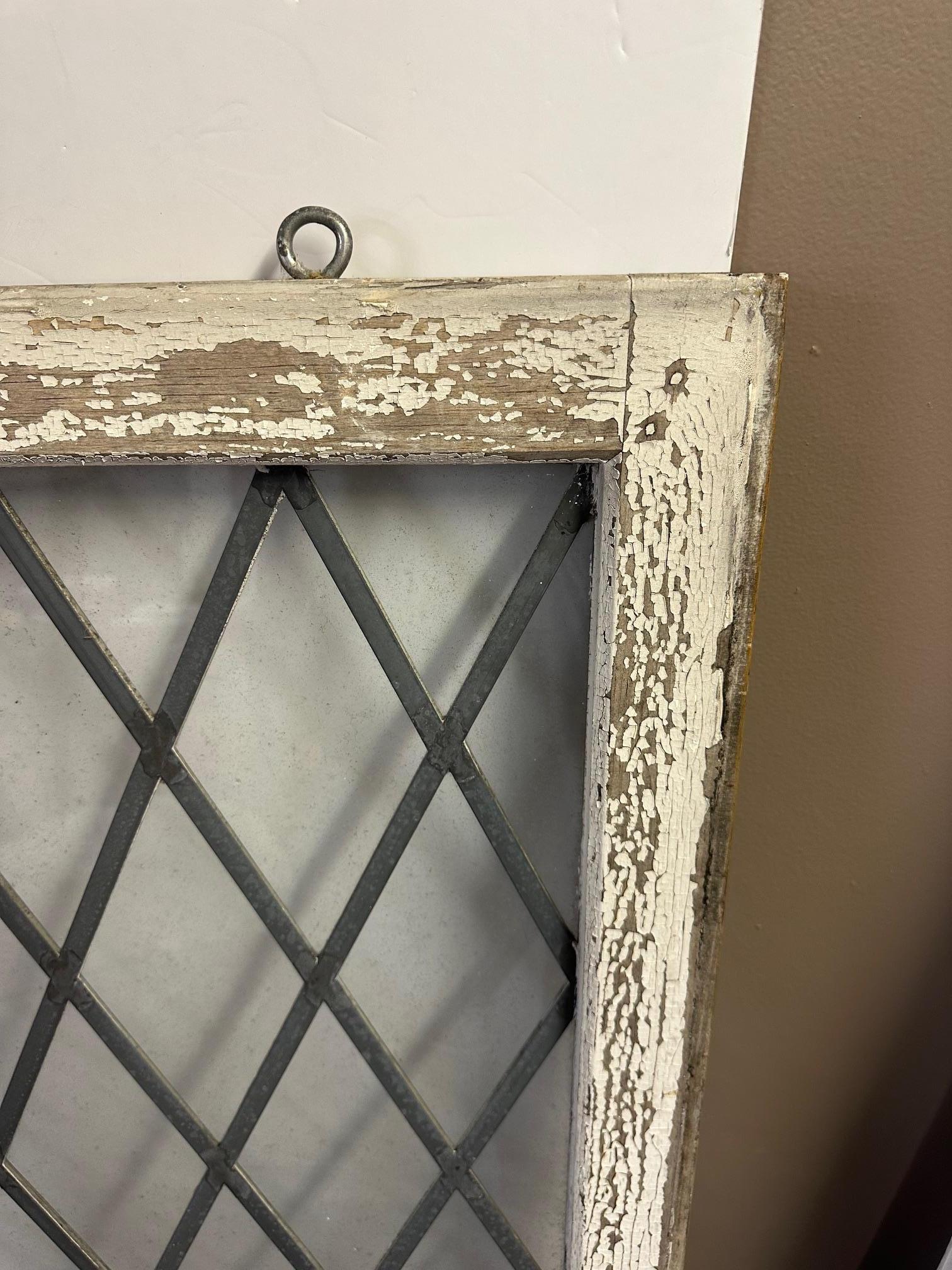 American Pair of Large Vintage Leaded Glass Diamond Motif Clear Windows For Sale