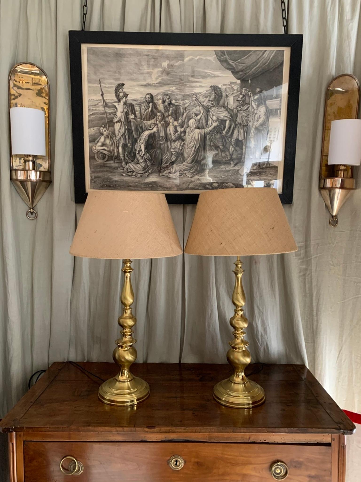 Pair of Large Vintage Midcentury Brass Table Lamps 2
