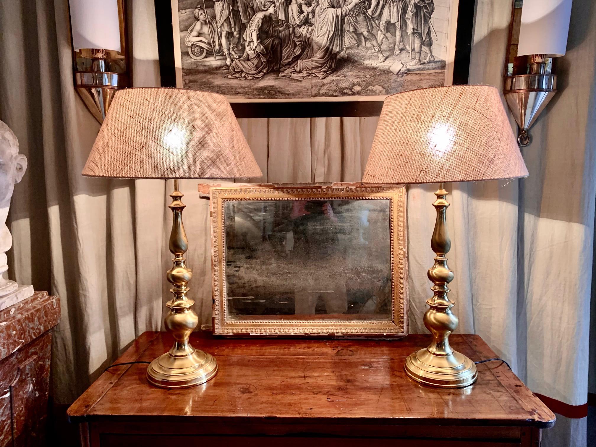 Pair of Large Vintage Midcentury Brass Table Lamps 3