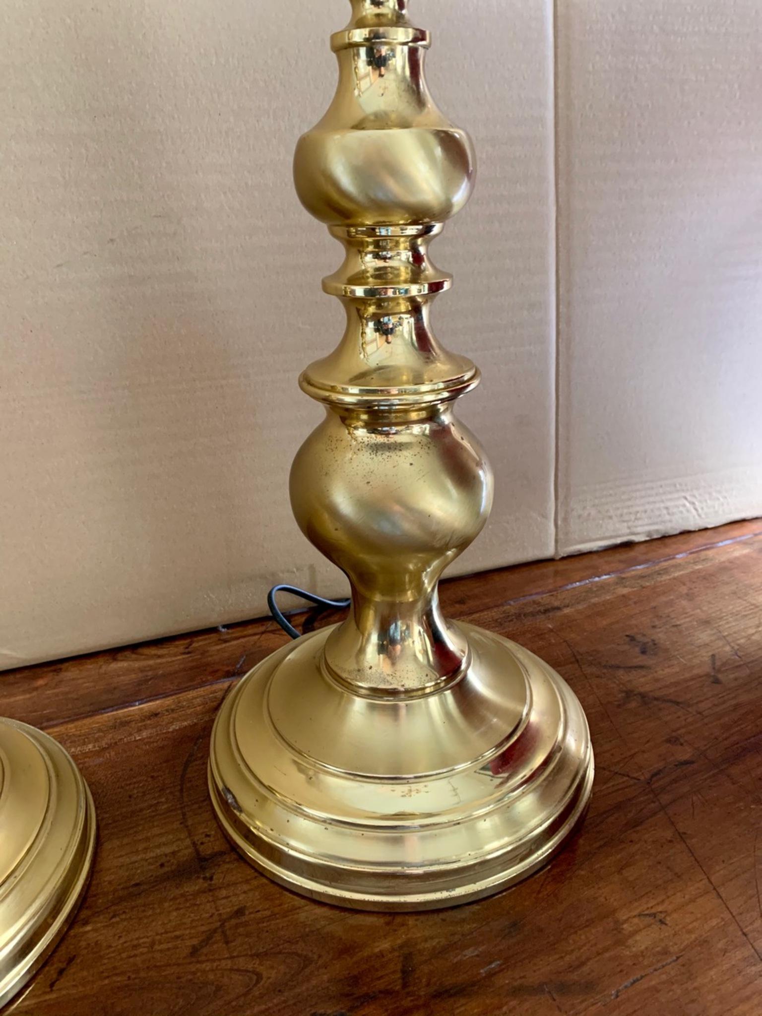 Mid-Century Modern Pair of Large Vintage Midcentury Brass Table Lamps