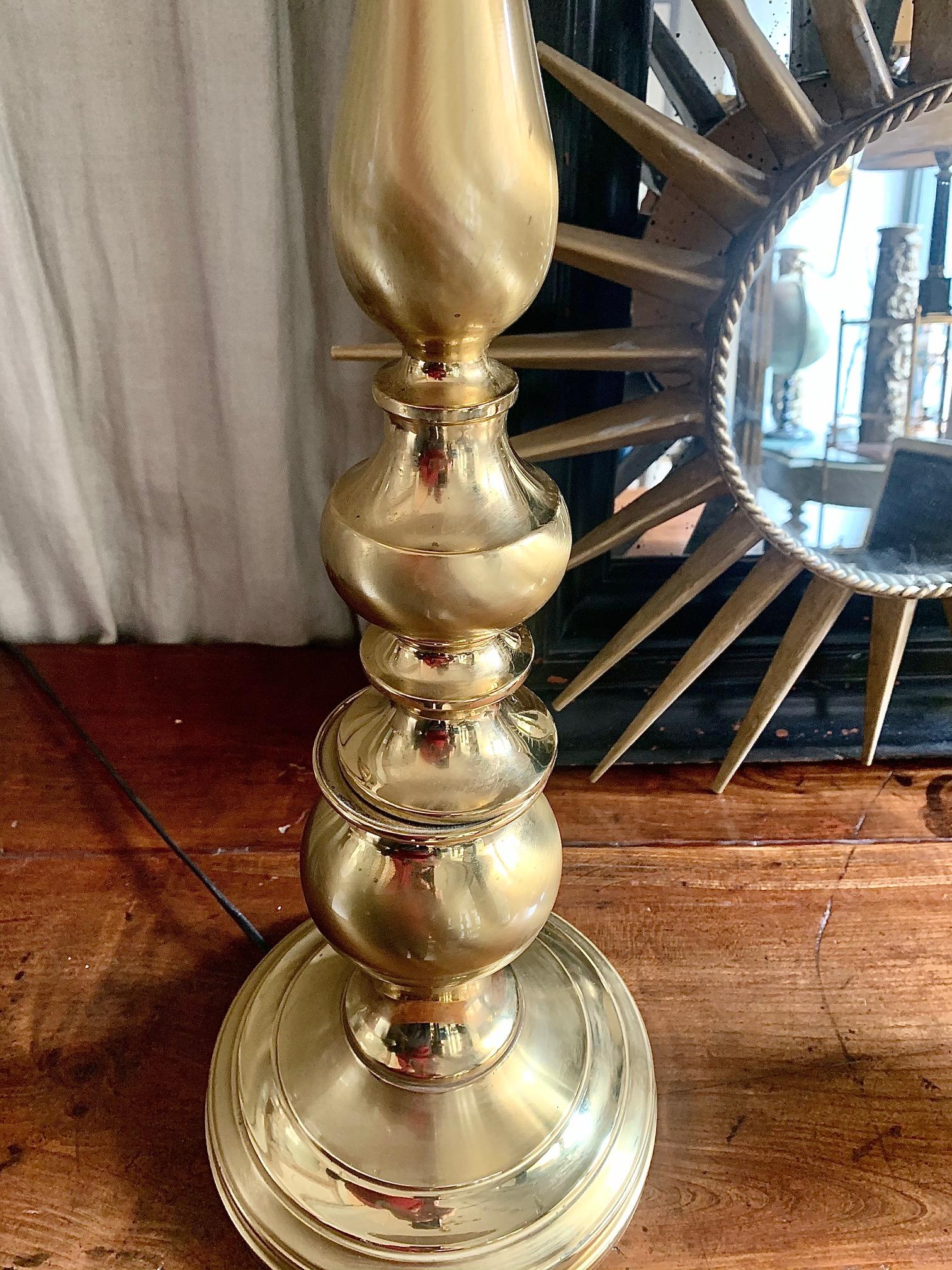 Polished Pair of Large Vintage Midcentury Brass Table Lamps