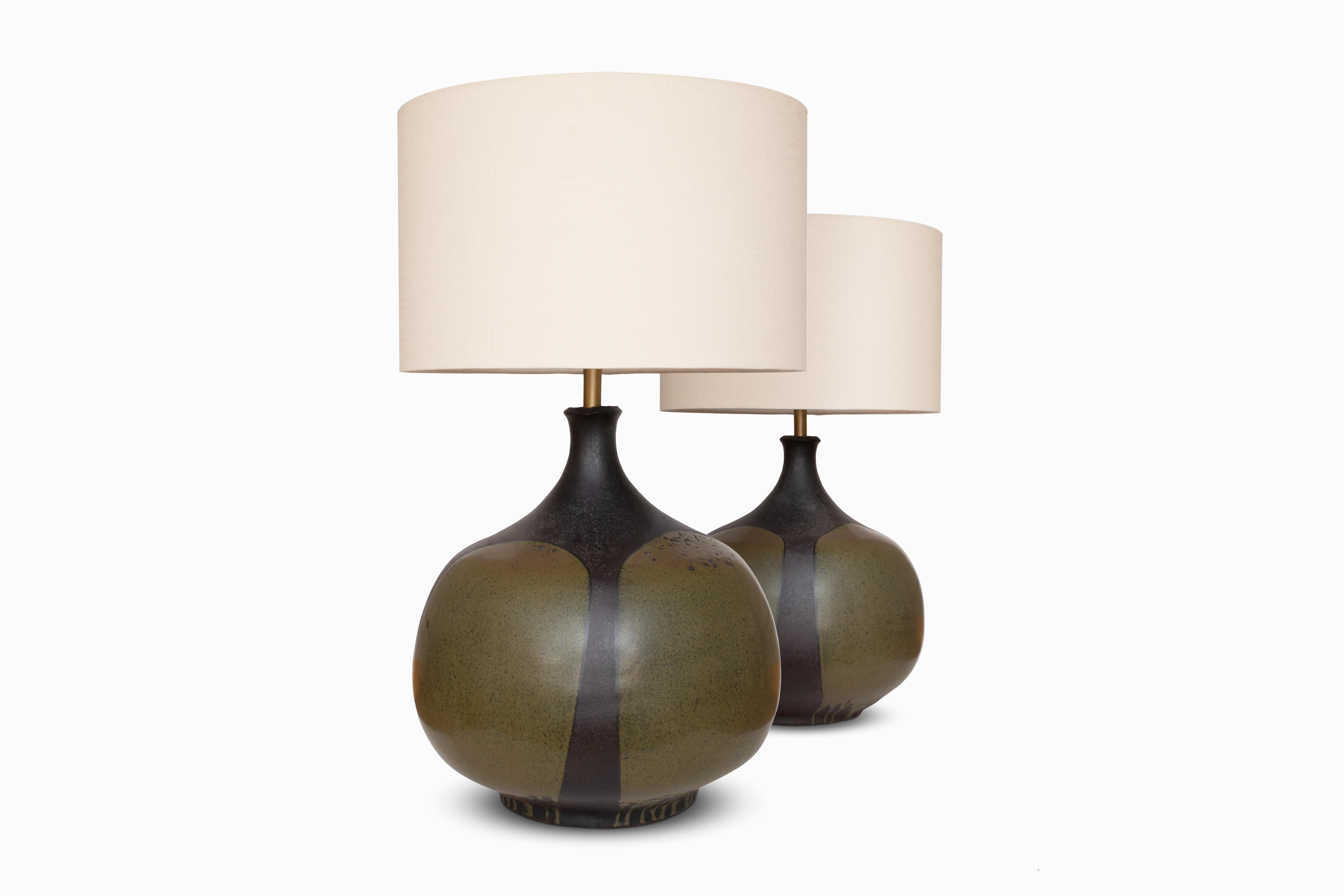 Pair of Large Vintage Mid Century Stoneware Lamps by David Cressey 11
