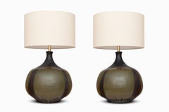 Pair of Large Vintage Mid Century Stoneware Lamps by David Cressey