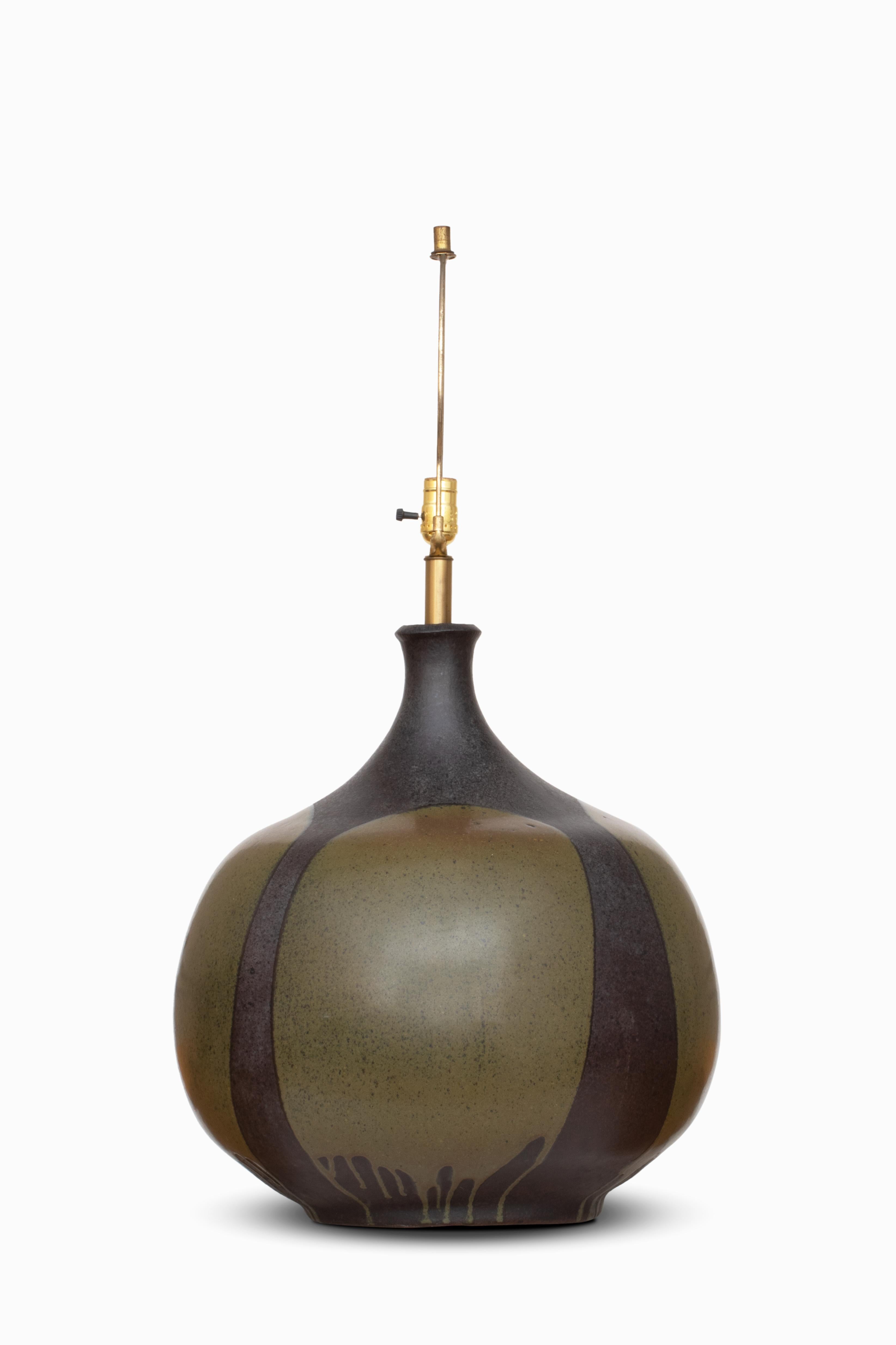 Pair of Large Vintage Mid Century Stoneware Lamps by David Cressey In Good Condition In Oxnard, CA