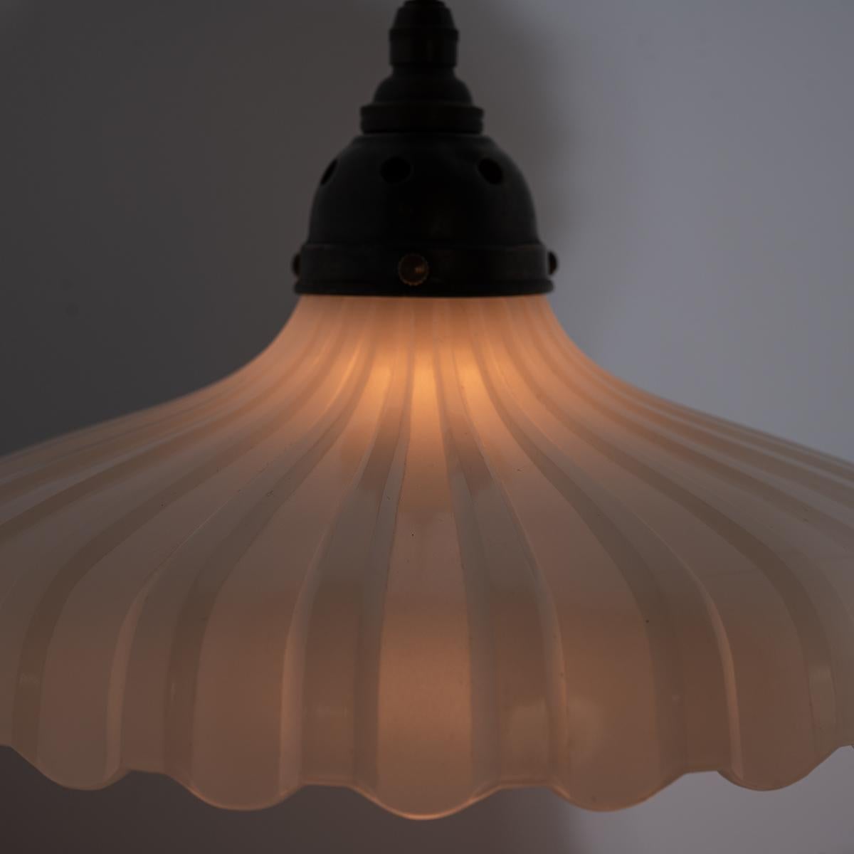 Pair of Large Vintage Moonstone Glass Pendant Lights by Jefferson & Co 7