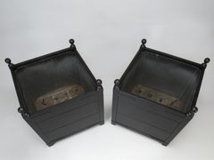Pair of Large Vintage Orangerie Planters in Black, Restored