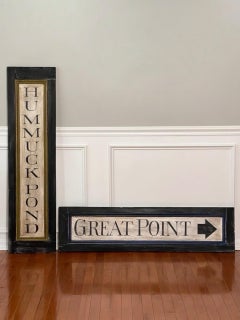 Pair of Large Vintage Painted Wood Coastal Nantucket Wall Signs