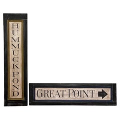 Pair of Large Vintage Painted Wood Coastal Nantucket Wall Signs