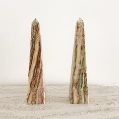 Pair of Large Vintage Rainbow Onyx Obelisks Crystal Gem 70s 80s