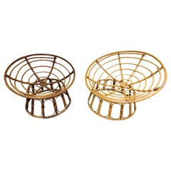 Pair of Large Vintage Rattan Chairs, 1970s