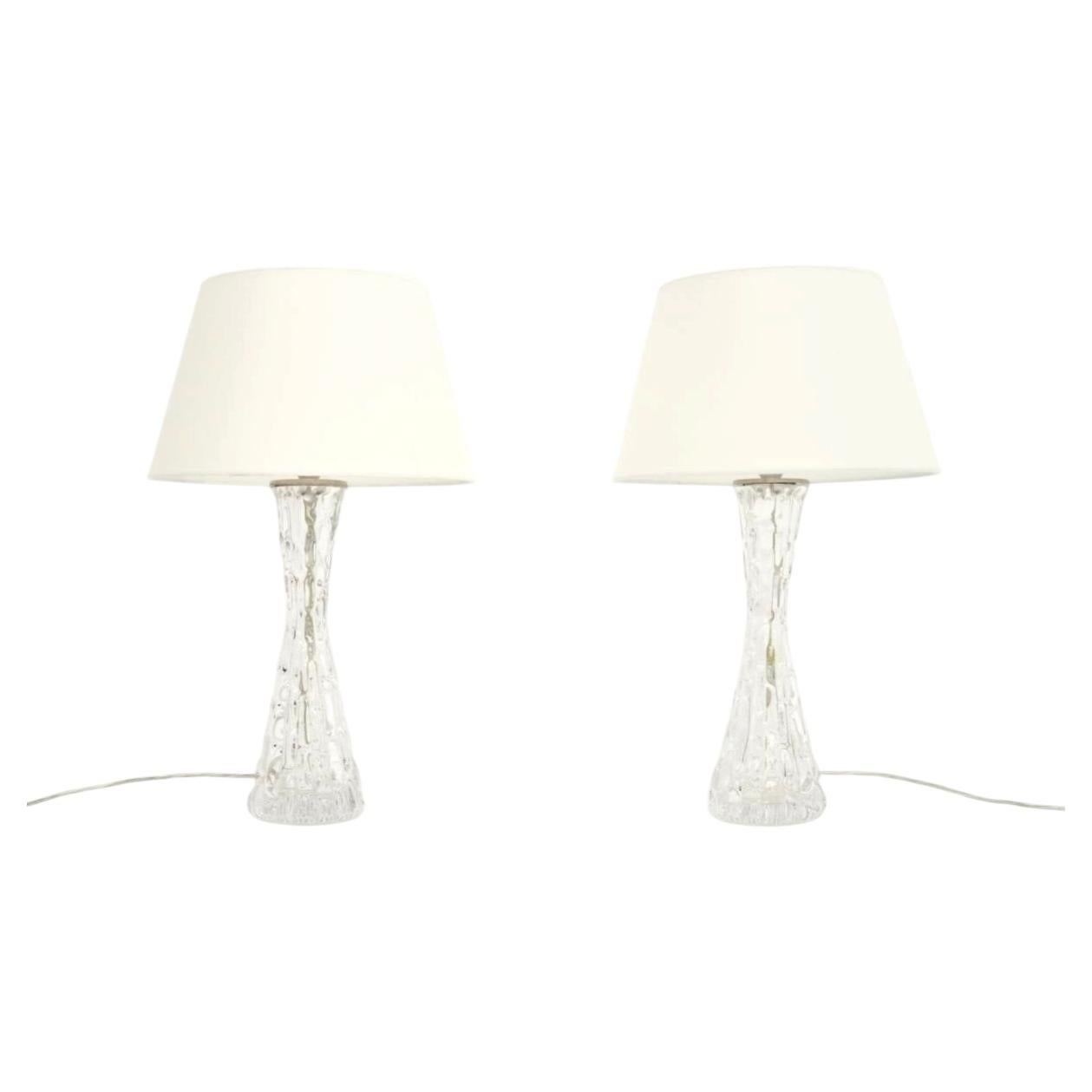 Pre-owned Orrefors Pair Of Large Vintage Swedish Table Lamps By Carl Fagerlund For In Sand