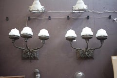 Pair of Large Vintage Triple Arm Lights